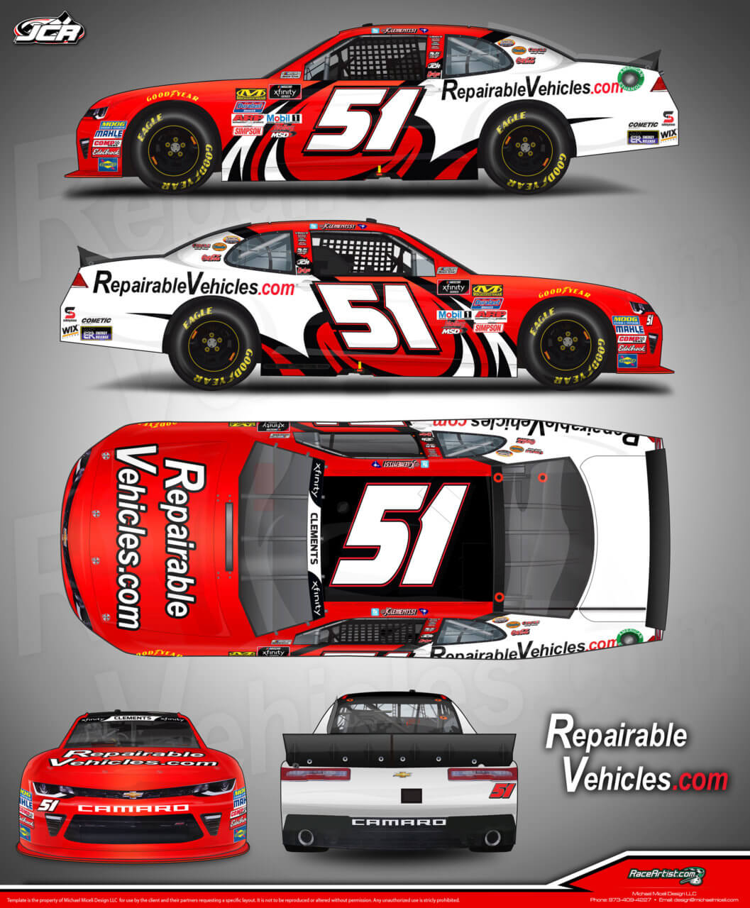 Jeremy Clements, No. 51 Repairablevehicles.com Chevrolet Layout